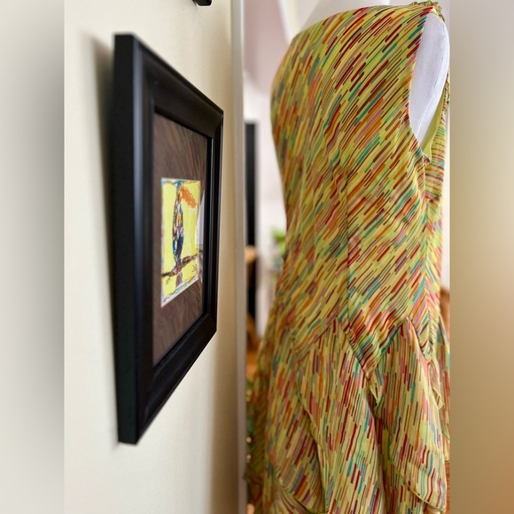 Vintage Y2k Silky Assymetrical Ruffled Skirt Drop Waist Rosette Appliqué SZ M 10 - Picture 4 of 6